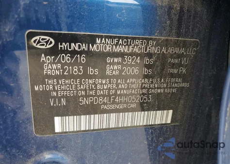 2017 Hyundai Elantra Se из США, поврежденный, VIN 5NPD84LF4HH052053